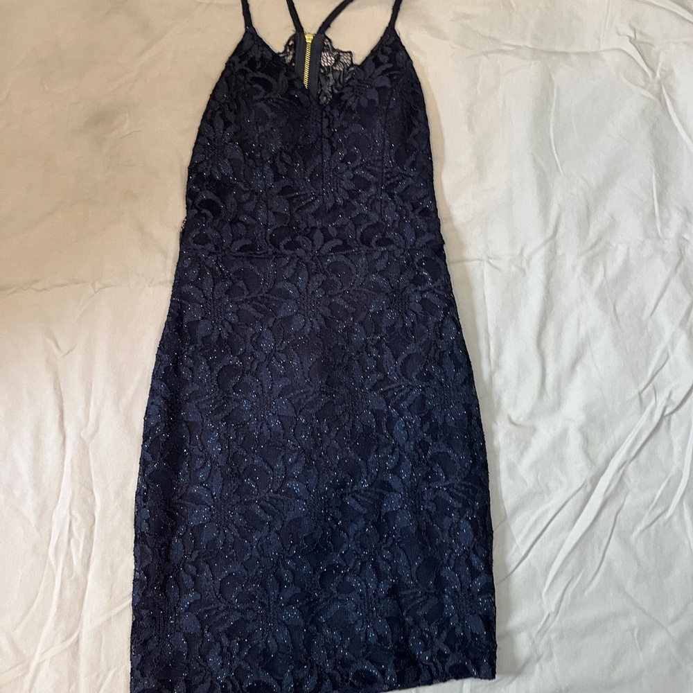Elegant Navy Lace Dress